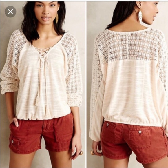 Anthropologie Tops - ✨ Anthropologie Meadow Rue Crochet Peasant Top
